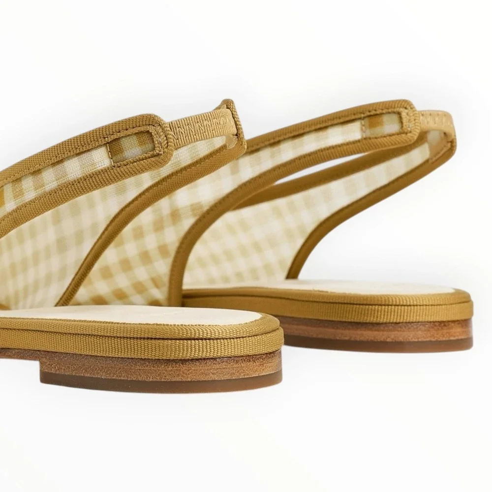 Vince Daphne II Gingham Mesh Slingback Flats Desert San Square Toe US 10 EU41 - Picture 2 of 12